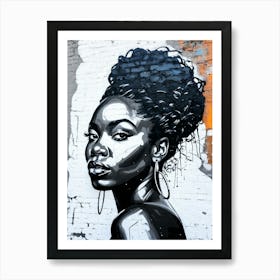 Graffiti Mural Of Beautiful Black Woman 91 Art Print