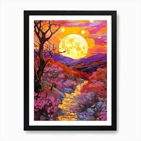 Sunset Over Cherry Blossoms Art Print