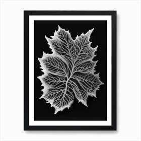 Elm Leaf Linocut 3 Art Print
