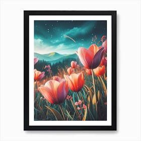 Tulips In The Meadow 2 Art Print