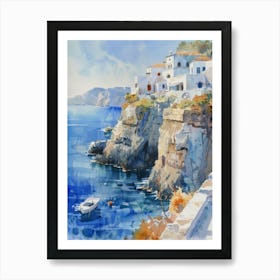 Greece Watercolor Painting 1 Art Print