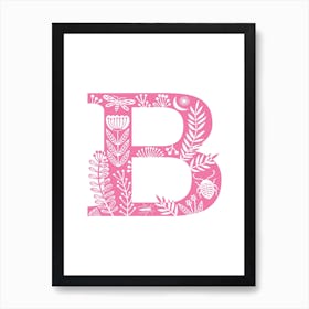 Letter B Pink Art Print