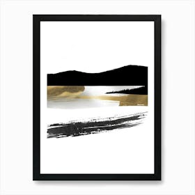 Black And Gold Brushstrokes 2 Art Print