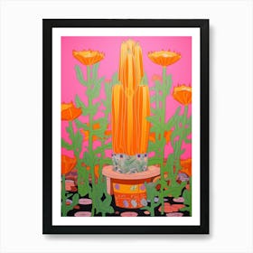 Mexican Style Cactus Illustration Bishops Cap Cactus Art Print