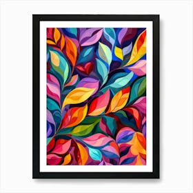 Abstract Colorful Leaves Art Print