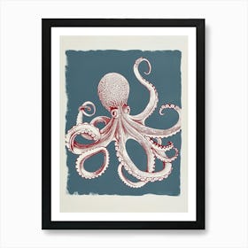 Octopus Dancing With Tentacles Linocut Inspired 2 Art Print