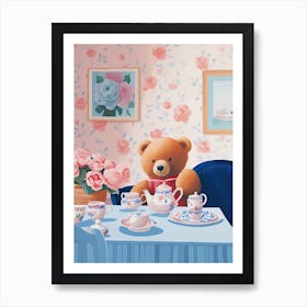 Animals Having Tea   Teddy Bear 2 Art Print