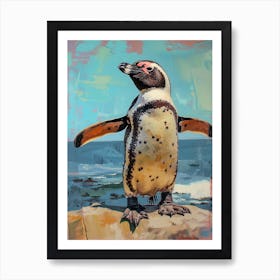 Galapagos Penguin St Kilda Breakwater Colour Block Painting 2 Art Print