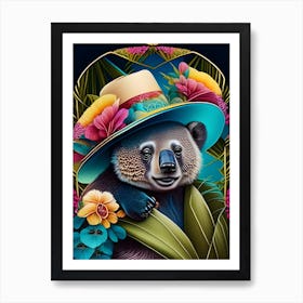 Koalaandflowerhat Art Print