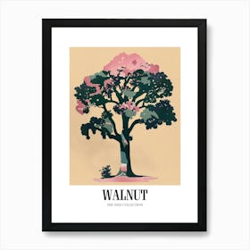 Walnut Tree Colourful Illustration 1 Poster Art Print