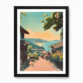 Kobe Japan 4 Retro Illustration Art Print