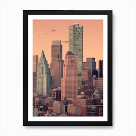 New York United States Travel Illustration 5 Art Print