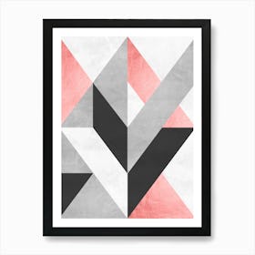 Gray and pink geometry 2 Art Print