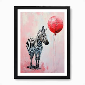 Cute Zebra 4 With Balloon Art Print