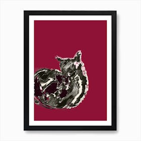 Cat On A Red Background Art Print