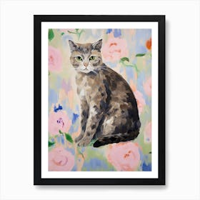 A Scottish Fold Blue Cat Painting, Impressionist Painting 7 Art Print