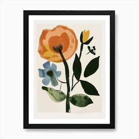 Painted Florals Rose 13 Art Print