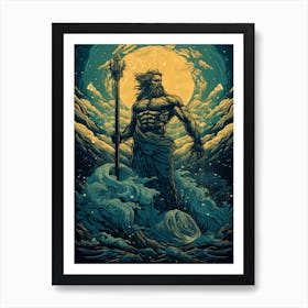  An Illustration Of The Greek God Poseidon 8 Art Print