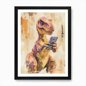 Dinosaur On A Mobile Phone 2 Affiche