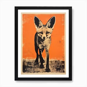 Fennec Fox, Woodblock Animal Drawing 2 Art Print
