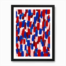 Abstract Blue and Red Brush Strokes Art Print