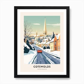 Vintage Winter Travel Poster Cotswolds United Kingdom 3 Art Print