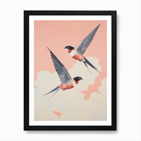 Vintage Japanese Inspired Bird Print Barn Swallow 5 Art Print