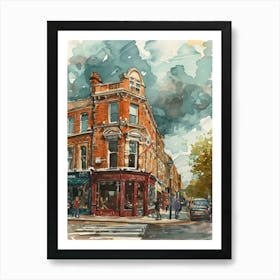 Hackney London Borough   Street Watercolour 5 Art Print