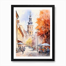 Vilnius Lithuania In Autumn Fall, Watercolour 4 Poster