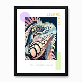 Fiji Crested Iguana Abstract Modern Illustration 5 Poster Art Print