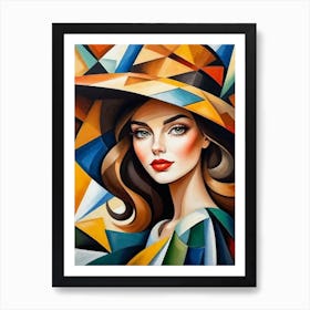 Woman In A Hat - Cubism 4 Art Print