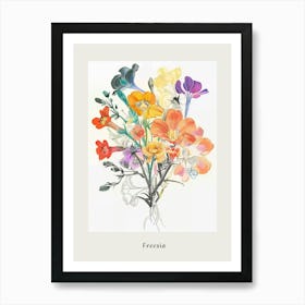 Freesia 2 Collage Flower Bouquet Poster Art Print