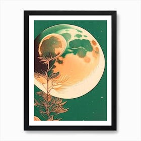 New Moon Vintage Sketch Space Art Print