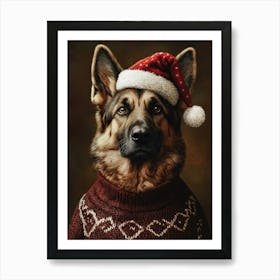 German Shepherd In Christmas Jumper Poster