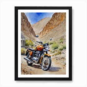 Royal Enfield Bike Ladakh Art Print