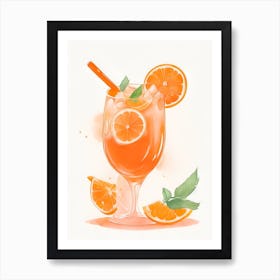 Aperol With Ice And Orange Watercolor Vertical Composition 15 Art Print