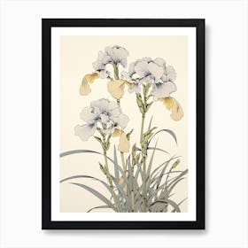 Hanashobu Japanese Water Iris 3 Vintage Japanese Botanical Art Print