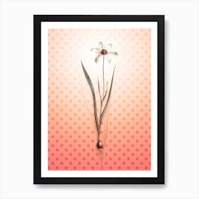 Lady Tulip Vintage Botanical in Peach Fuzz Polka Dot Pattern n.0099 Art Print