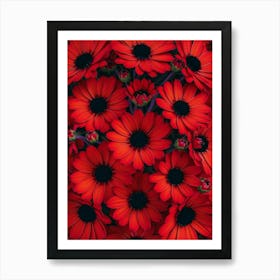 Red Flowers Wallpaper Art Print