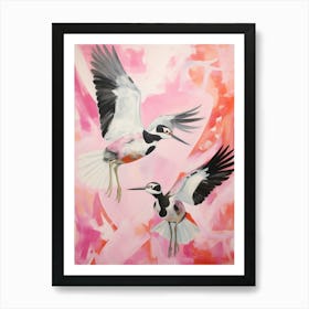 Pink Ethereal Bird Painting Lapwing 3 Art Print