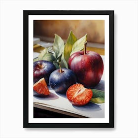 Plums And Apples Art Print