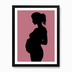 Silhouette Of Pregnant Woman Art Print