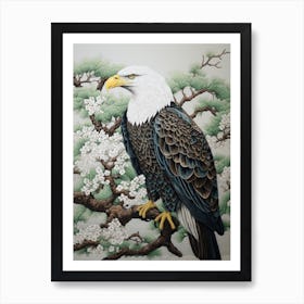 Ohara Koson Inspired Bird Painting Bald Eagle 1 Art Print