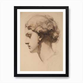 Greek Woman Portrait Sketch Poster