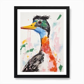 Colourful Bird Painting Grebe 2 Art Print