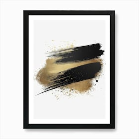 Gold And Black Brush Strokes 29 Art Print