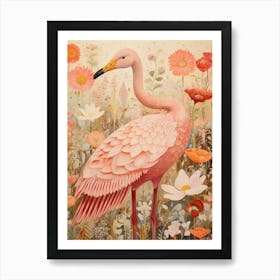 Flamingo 2 Detailed Bird Painting Art Print