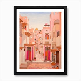 Marrakech Morocco 8 Vintage Pink Travel Illustration Art Print