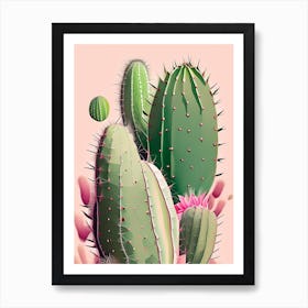 Prickly Pear Cactus Neutral Abstract 1 Art Print