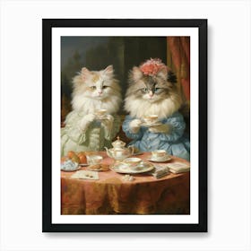 Two Cats At A Medieval Afternoon Tea 4 Art Print